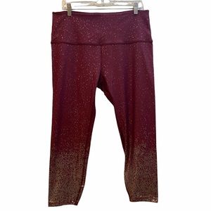 Beyond Yoga Size 2X Alloy Ombre Metallic Gunmetal Speckle Burgundy High Waisted